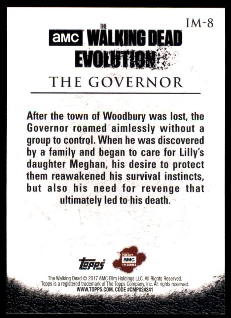 2017 Topps The Walking Dead Evolution In Memoriam #M8 The Governor back image