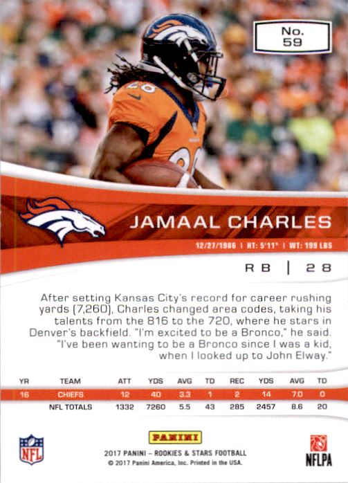 2017 Rookies and Stars Red and Blue #59 Jamaal Charles