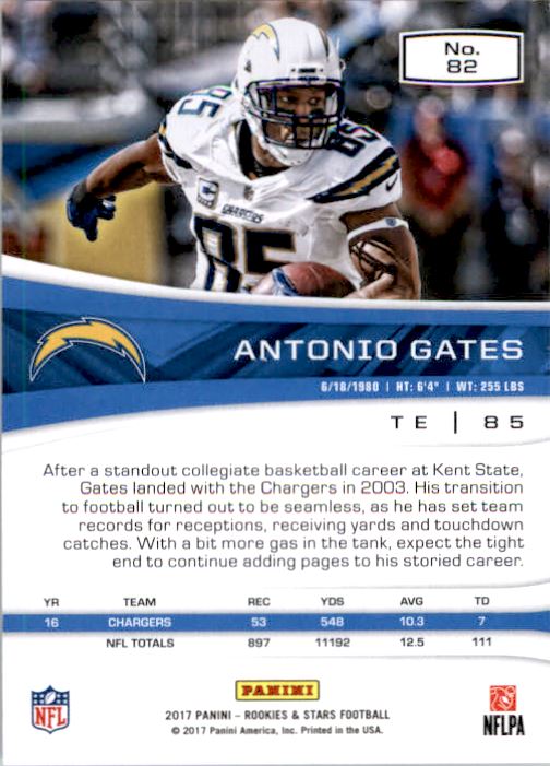 2017 Rookies and Stars Red and Blue #82 Antonio Gates