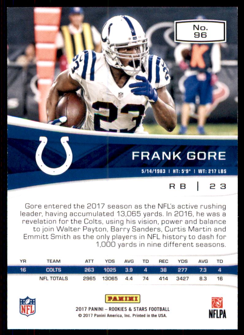 2017 Rookies and Stars Red and Blue #96 Frank Gore