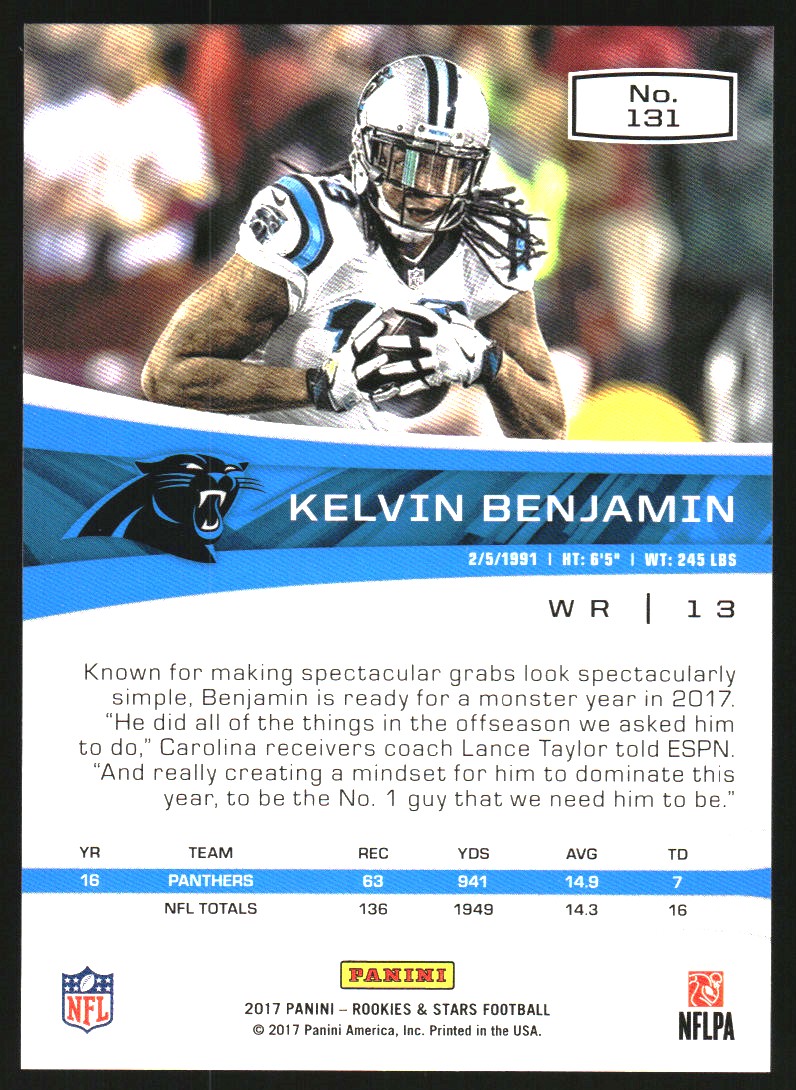 2017 Rookies and Stars Red and Blue #131 Kelvin Benjamin