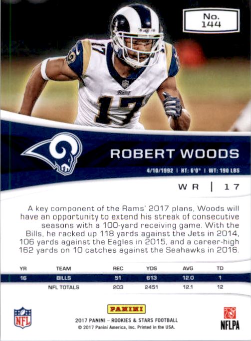 2017 Rookies and Stars Red and Blue #144 Robert Woods