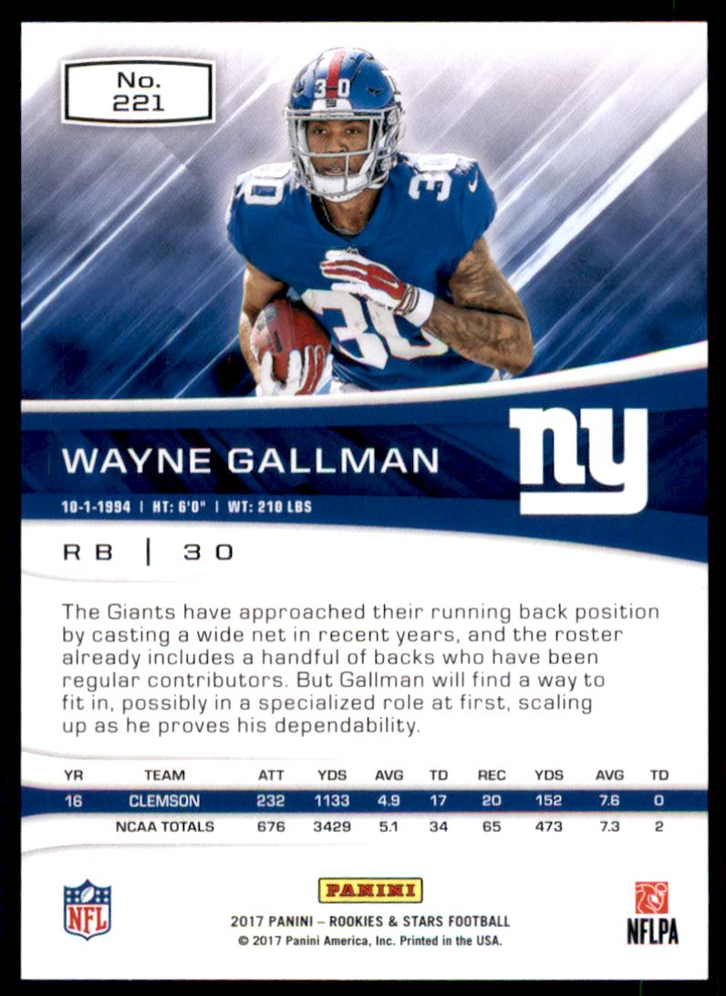 2017 Rookies and Stars Red and Blue #221 Wayne Gallman