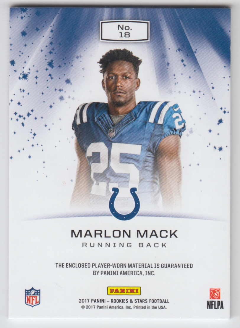 2017 Rookies and Stars Star Search Jerseys Prime #18 Marlon Mack back image