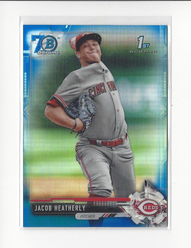 2017 Bowman Chrome Draft 70th Blue Refractors #BDC18 Jacob Heatherly