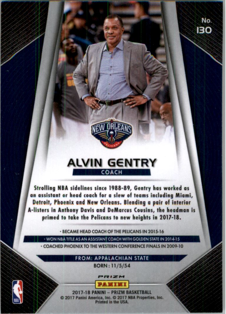2017-18 Panini Prizm Prizms Red White and Blue #130 Alvin Gentry CO back image