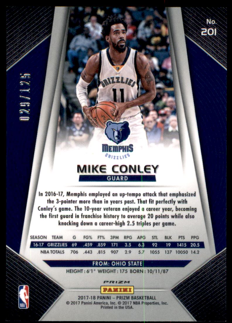 2017-18 Panini Prizm Prizms Fast Break Red #201 Mike Conley