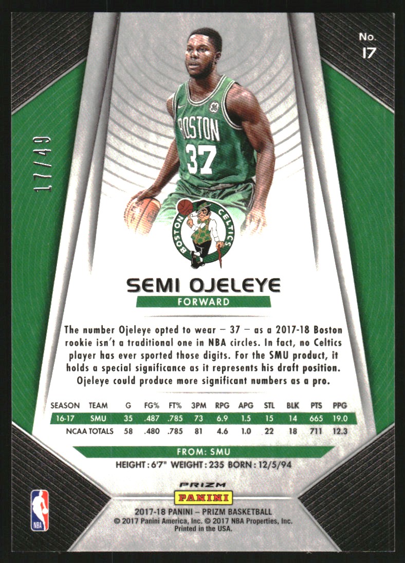 2017-18 Panini Prizm Prizms Orange #17 Semi Ojeleye
