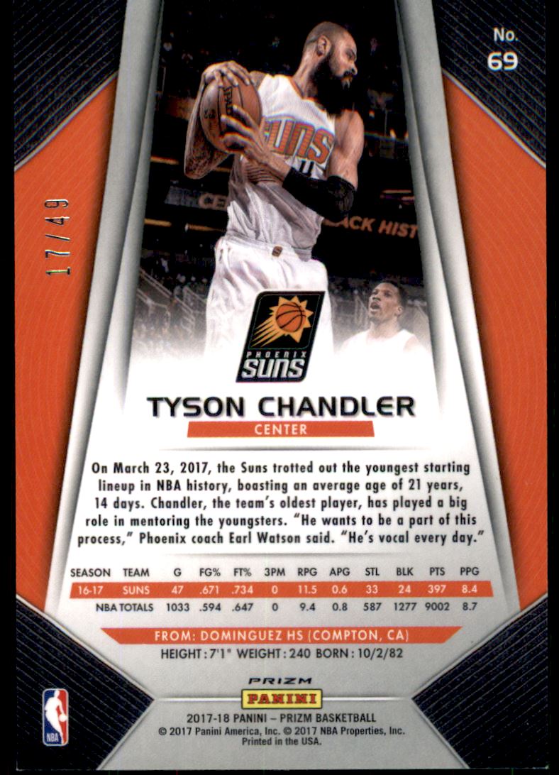 2017-18 Panini Prizm Prizms Orange #69 Tyson Chandler
