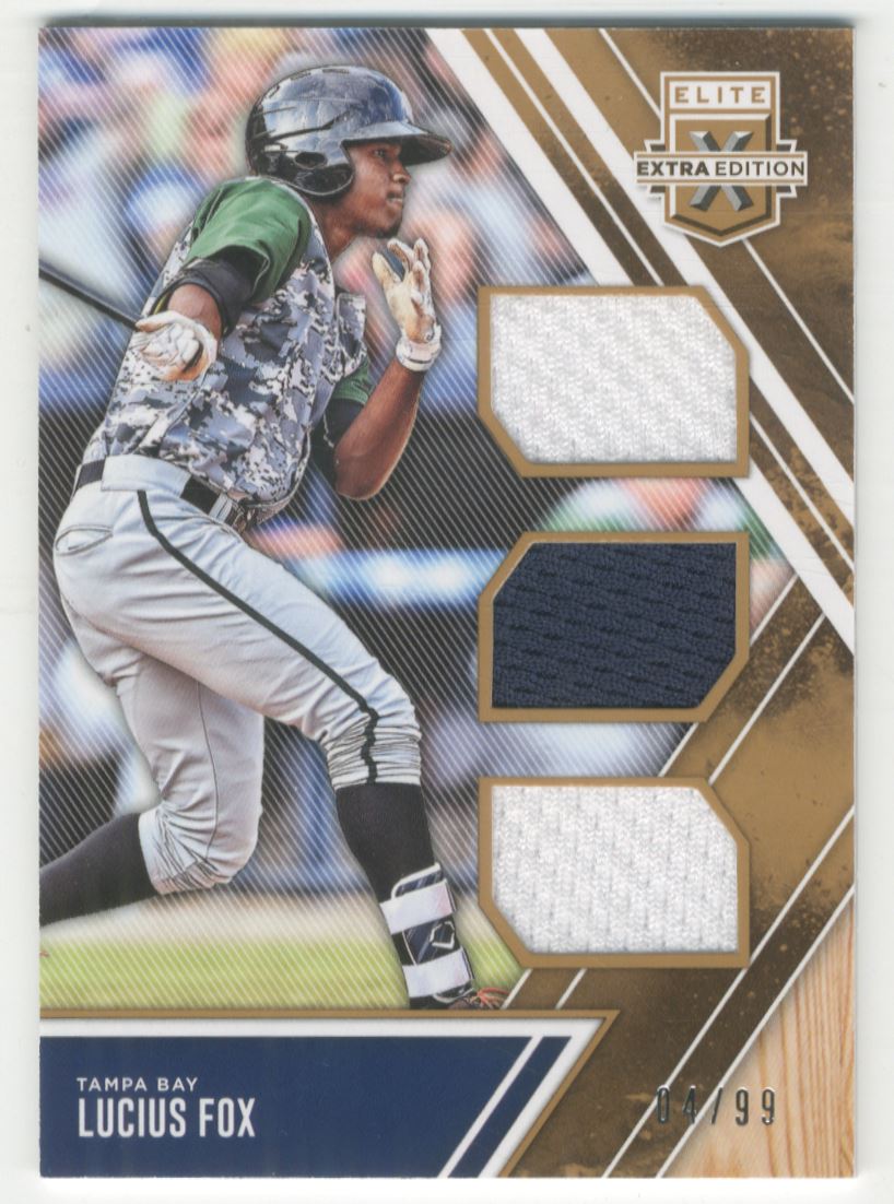 2017 Elite Extra Edition Triple Materials Holo Gold #11 Lucius Fox/99