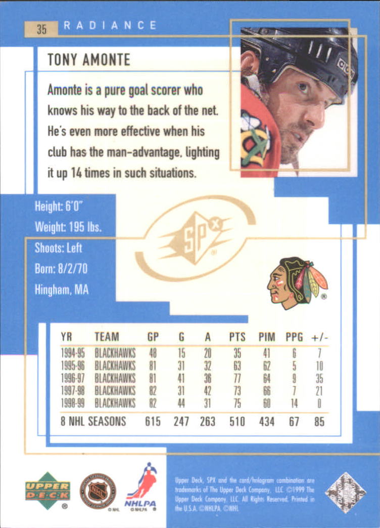1999-00 SPx Radiance #35 Tony Amonte