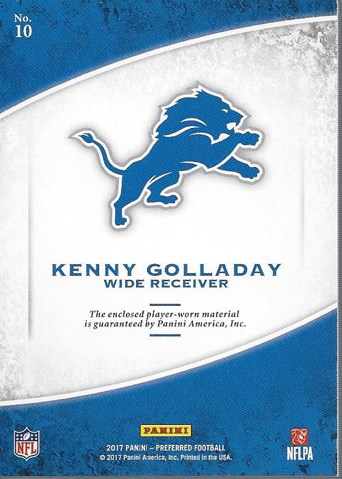 2017 Crown Royale Jumbo Rookie Silhouette Jerseys Pink #10 Kenny Golladay back image