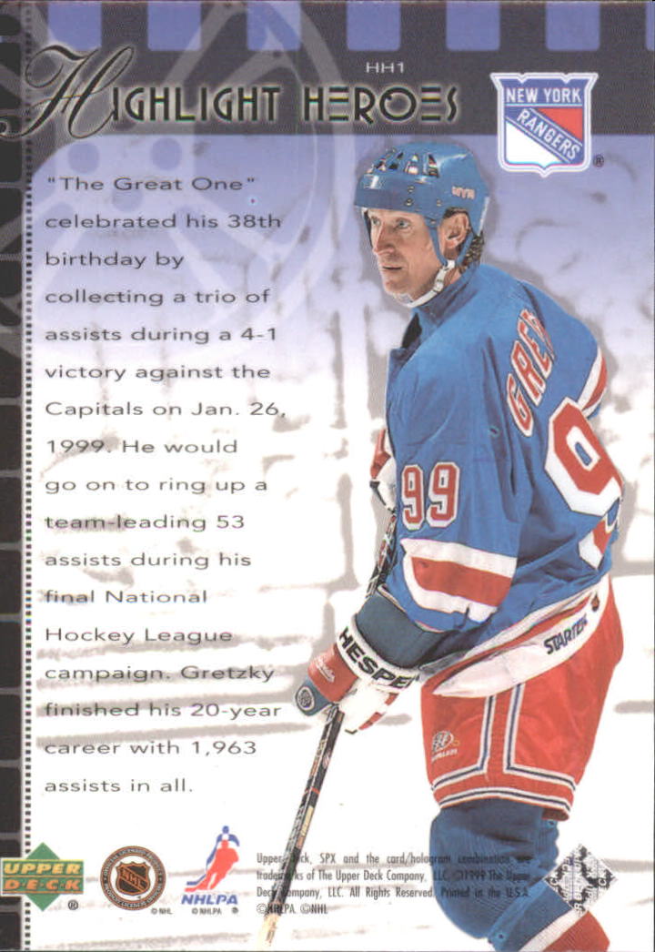 1999-00 SPx Highlight Heroes #HH1 Wayne Gretzky back image