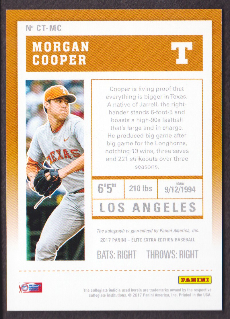 2017 Panini Contenders College Playoff Tickets #22 Morgan Cooper back image