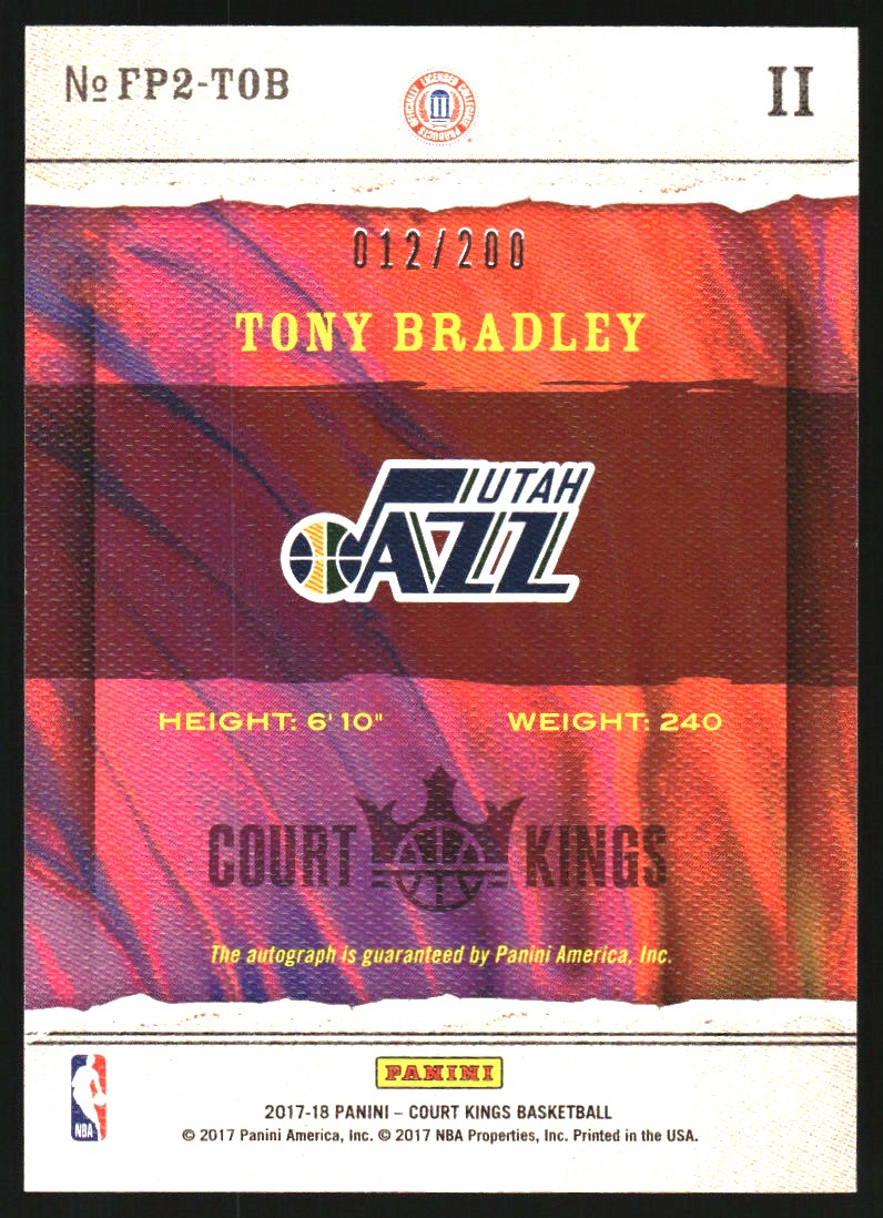 2017-18 Court Kings Fresh Paint Autographs II #27 Tony Bradley back image