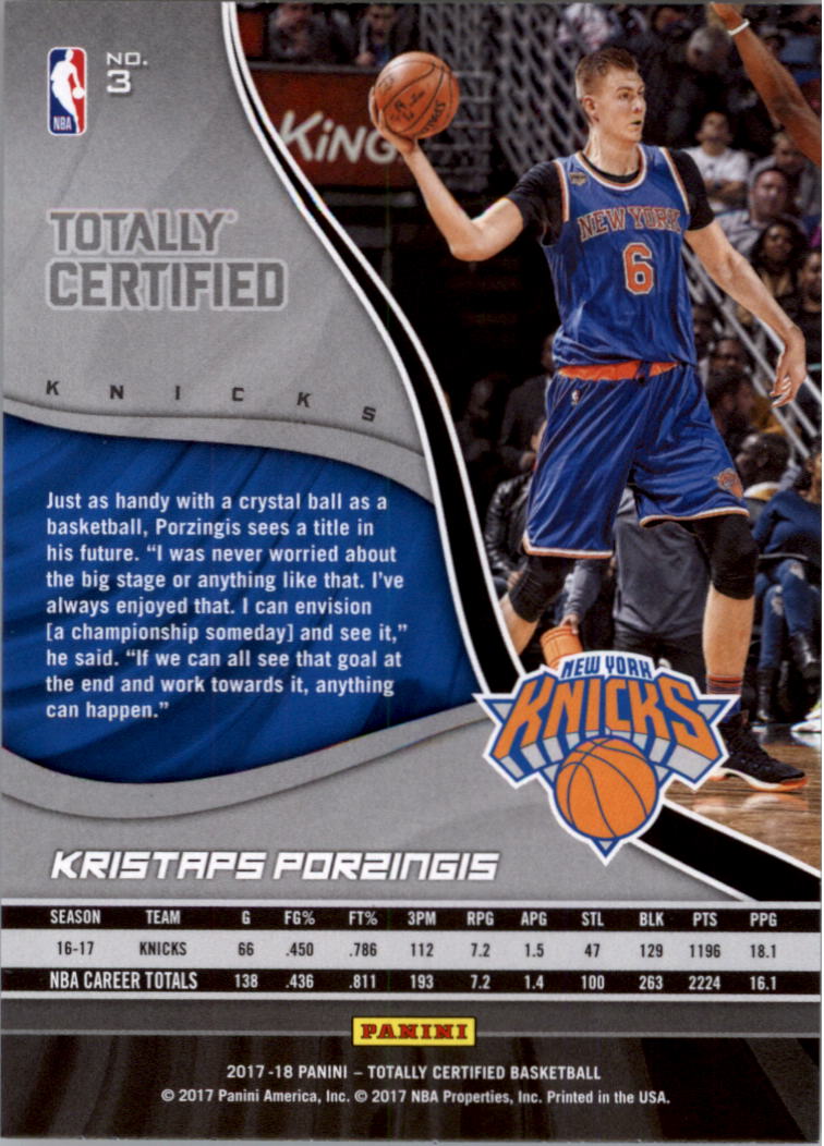 2017-18 Totally Certified Basketball Card Pick (Base)