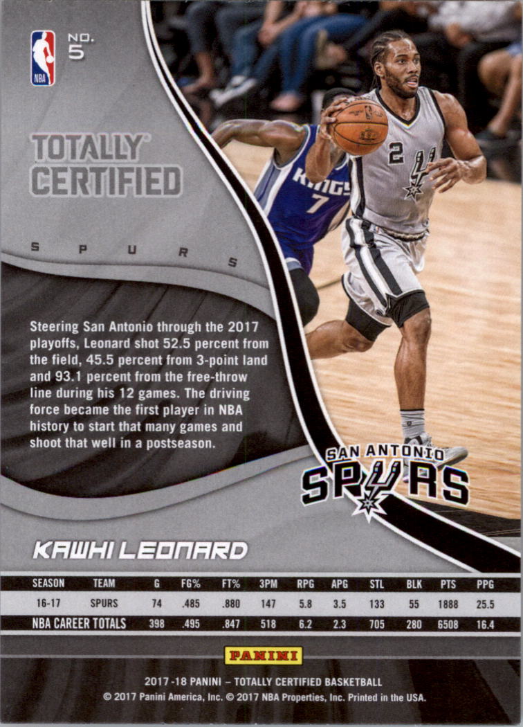 2017-18 Totally Certified Basketball Card Pick (Base)