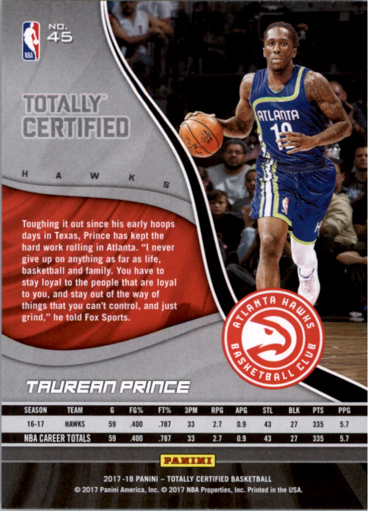 2017-18 Totally Certified Basketball Card Pick (Base)