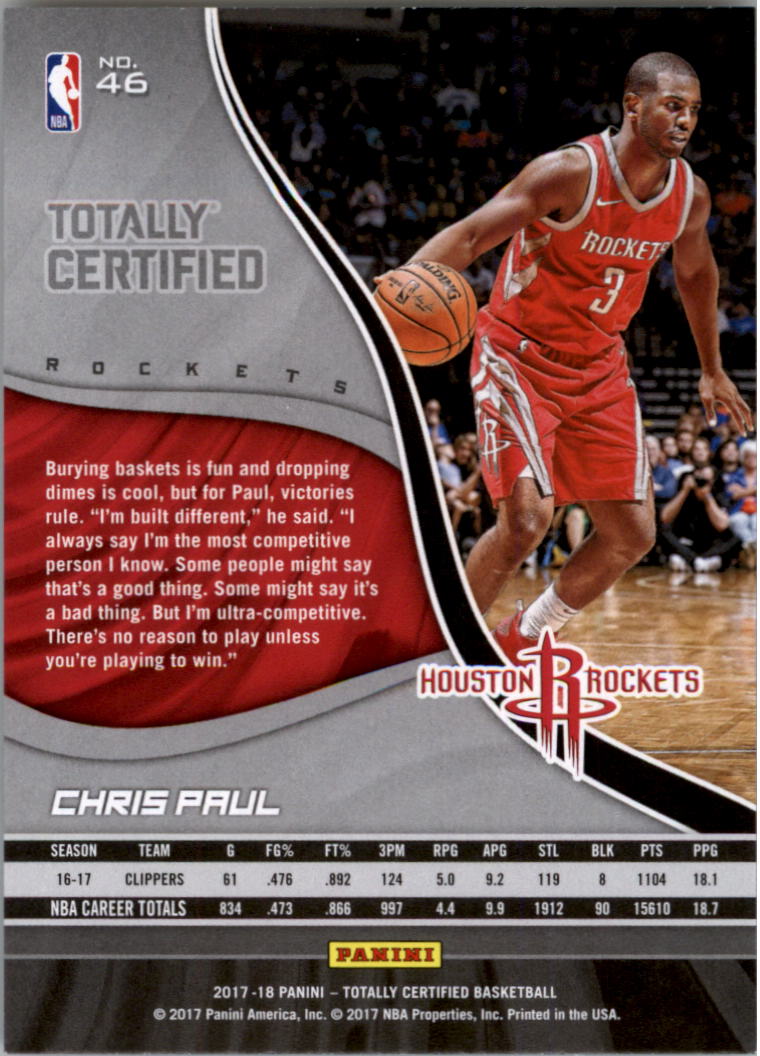 2017-18 Totally Certified Basketball Card Pick (Base)