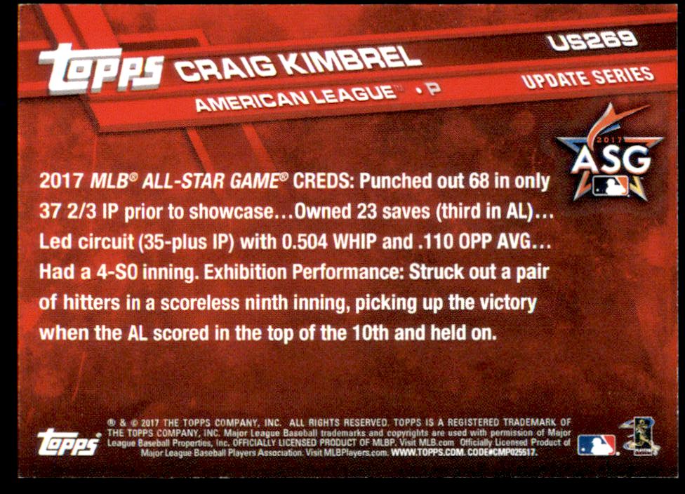 2017 Topps On Demand Mini Update #US269 Craig Kimbrel