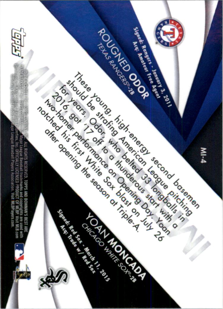 2017 Bowman's Best Mirror Image #MI4 Rougned Odor/Yoan Moncada