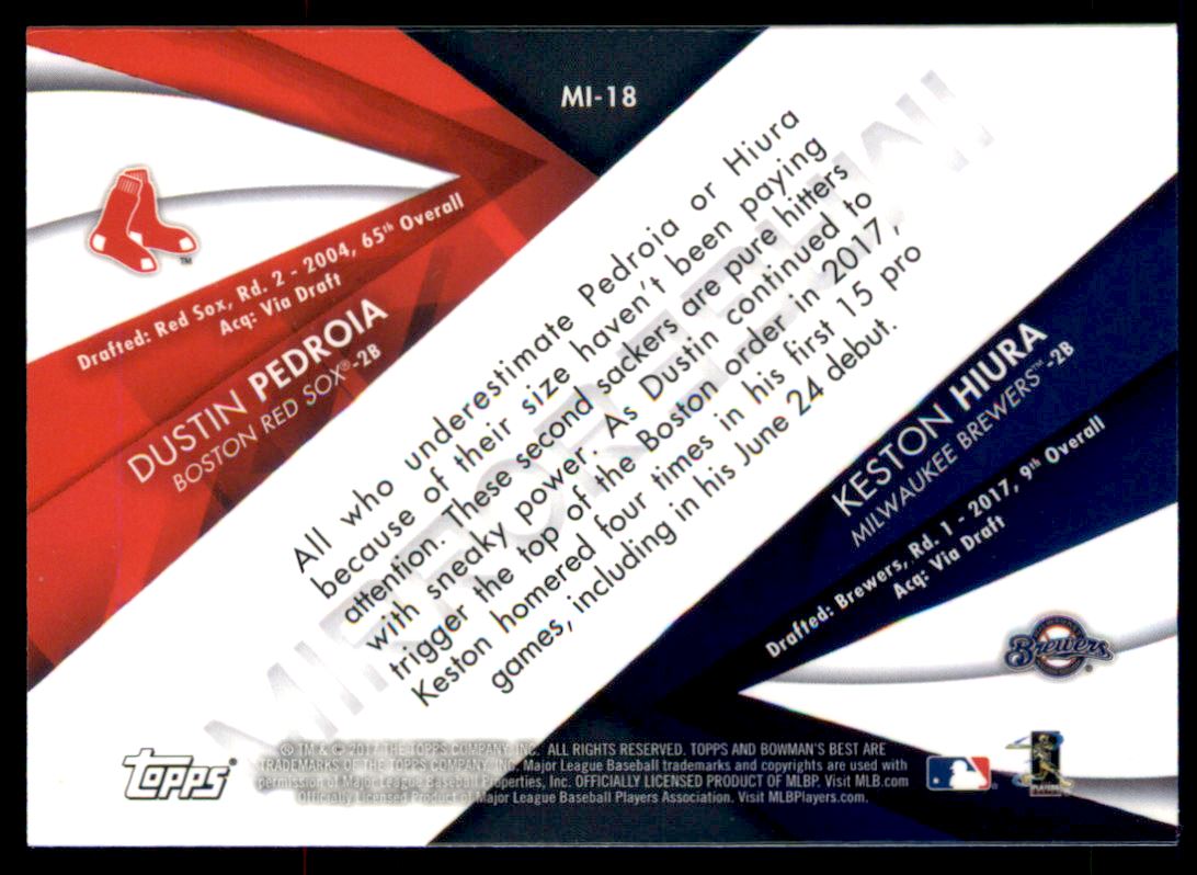 2017 Bowman's Best Mirror Image #MI18 Keston Hiura/Dustin Pedroia