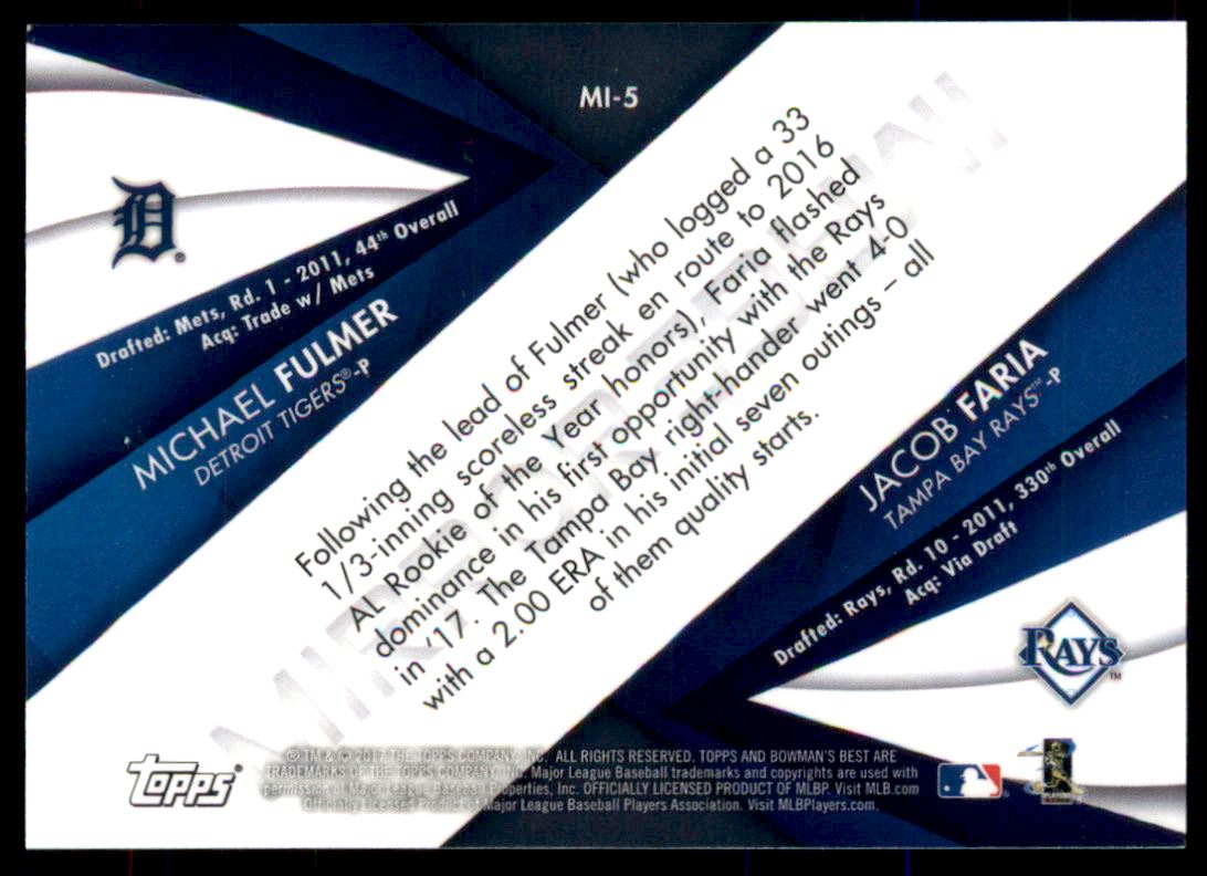 2017 Bowman's Best Mirror Image Atomic Refractors #MI5 Jacob Faria/Michael Fulmer