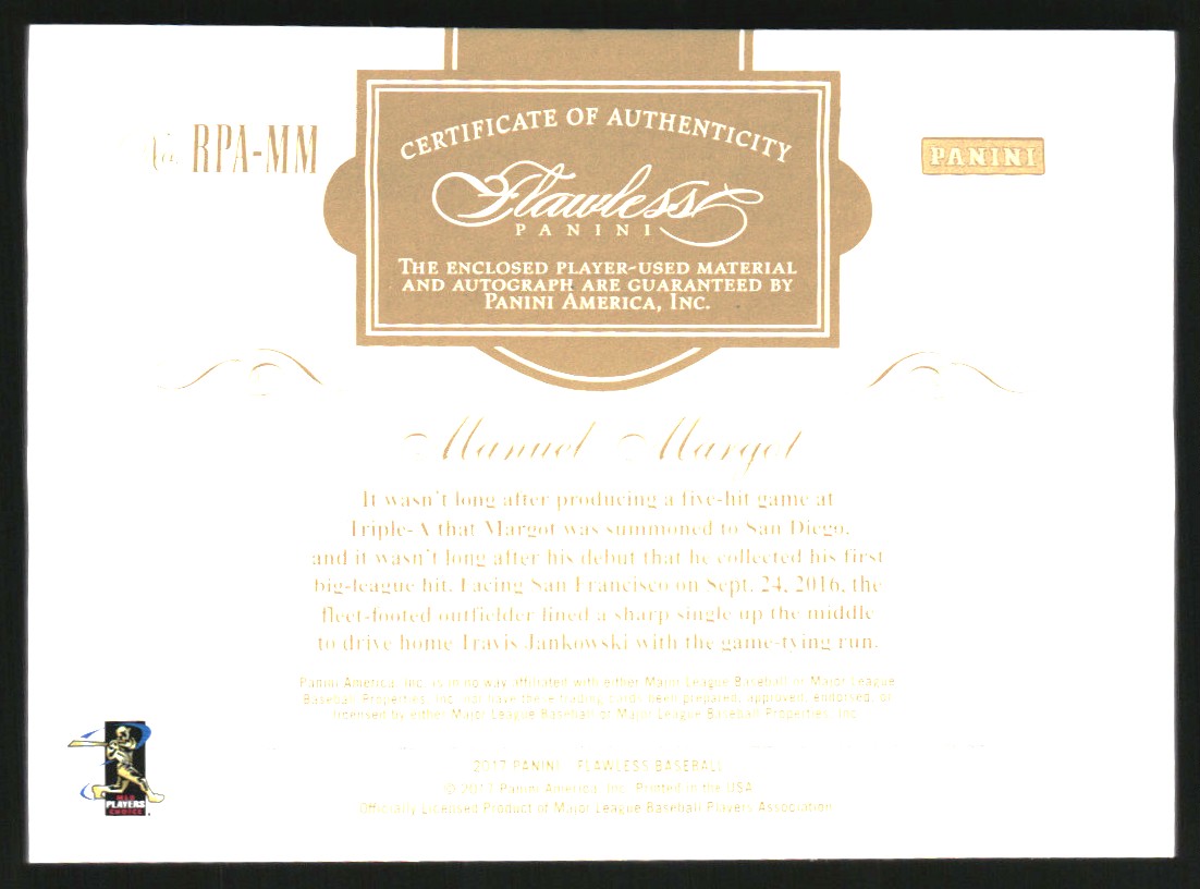 2017 Panini Flawless Rookie Patch Autographs #12 Manuel Margot