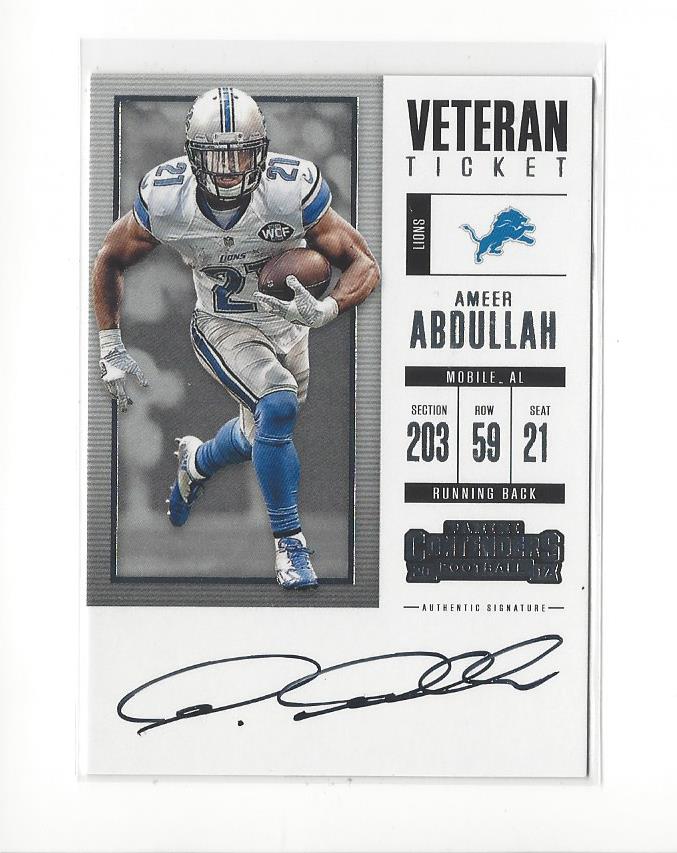 2017 Panini Contenders #390 Ameer Abdullah AU