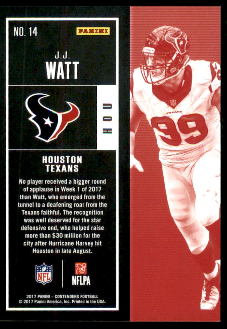 2017 Panini Contenders Playoff Ticket #14 J.J. Watt