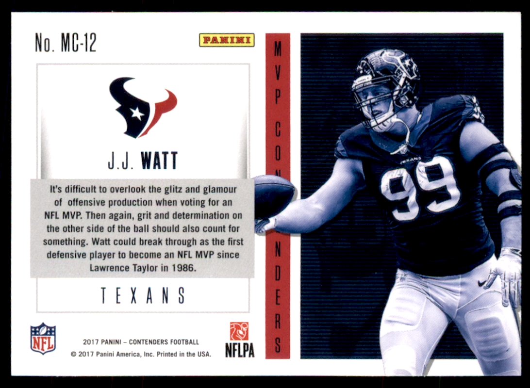 2017 Panini Contenders MVP Contenders #MC12 J.J. Watt