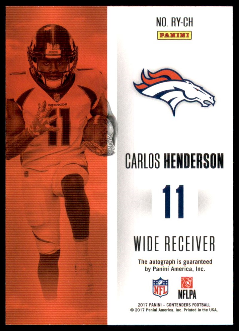2017 Panini Contenders Rookie of the Year Contenders Autographs #26 Carlos Henderson/199