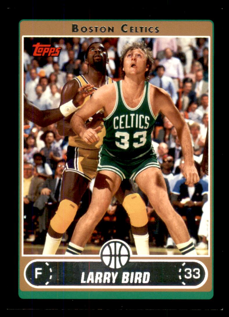 2006-07 Topps Black #33B Larry Bird/Green jersey, boxing out Magic - NM-MT