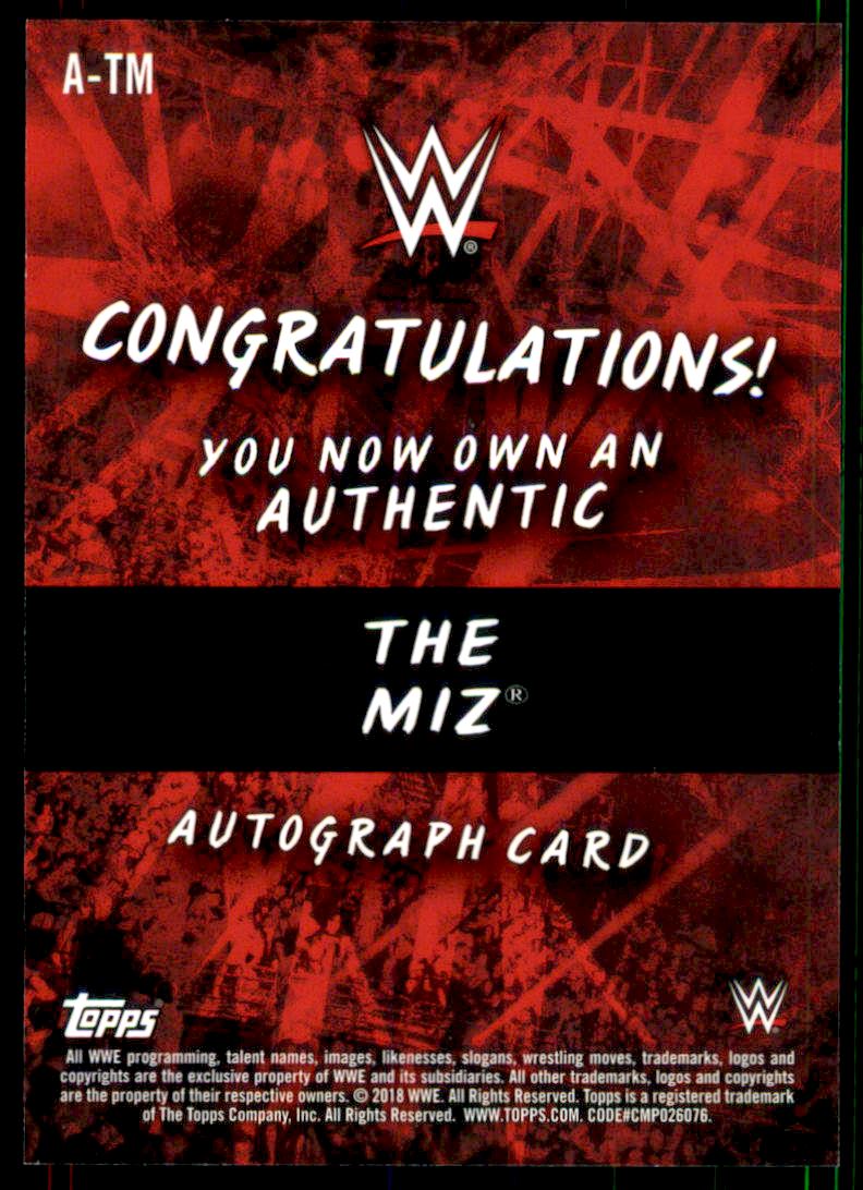 2018 Topps WWE Road to WrestleMania Autographs #ATM The Miz back image