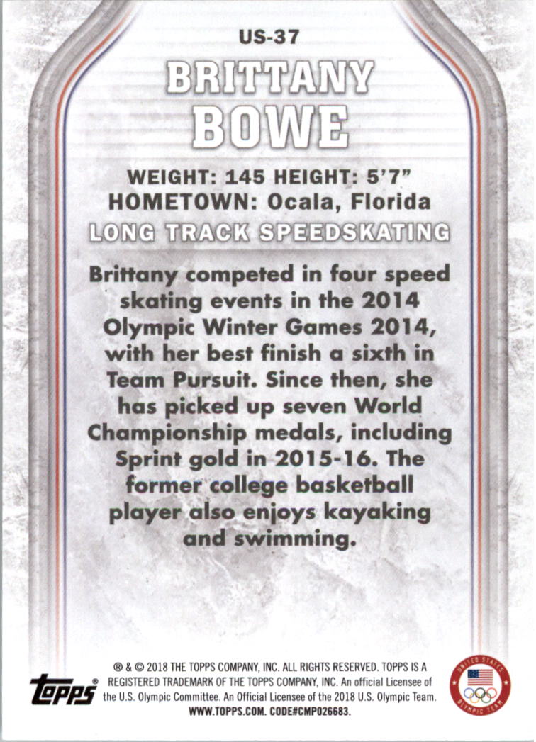 2018 Topps U.S. Olympic Team Bronze #US37 Brittany Bowe back image