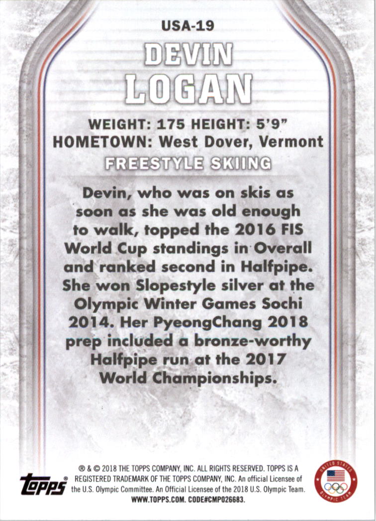 2018 Topps U.S. Olympic Team Bronze #USA19 Devin Logan back image