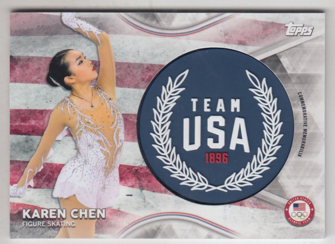 2018 Topps U.S. Olympic Team USA Memorabilia Pieces Manufactured Jumbo Wreath #TMCKC Karen Chen