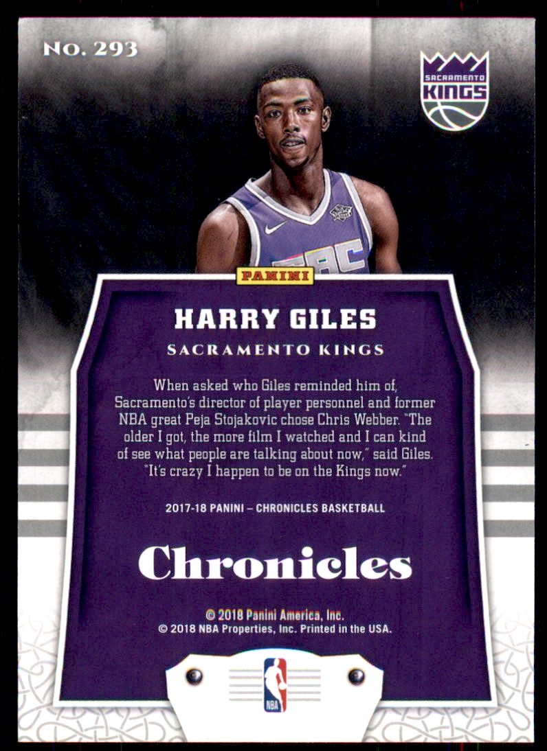 2017-18 Panini Artist Proof Red #293 Harry Giles back image