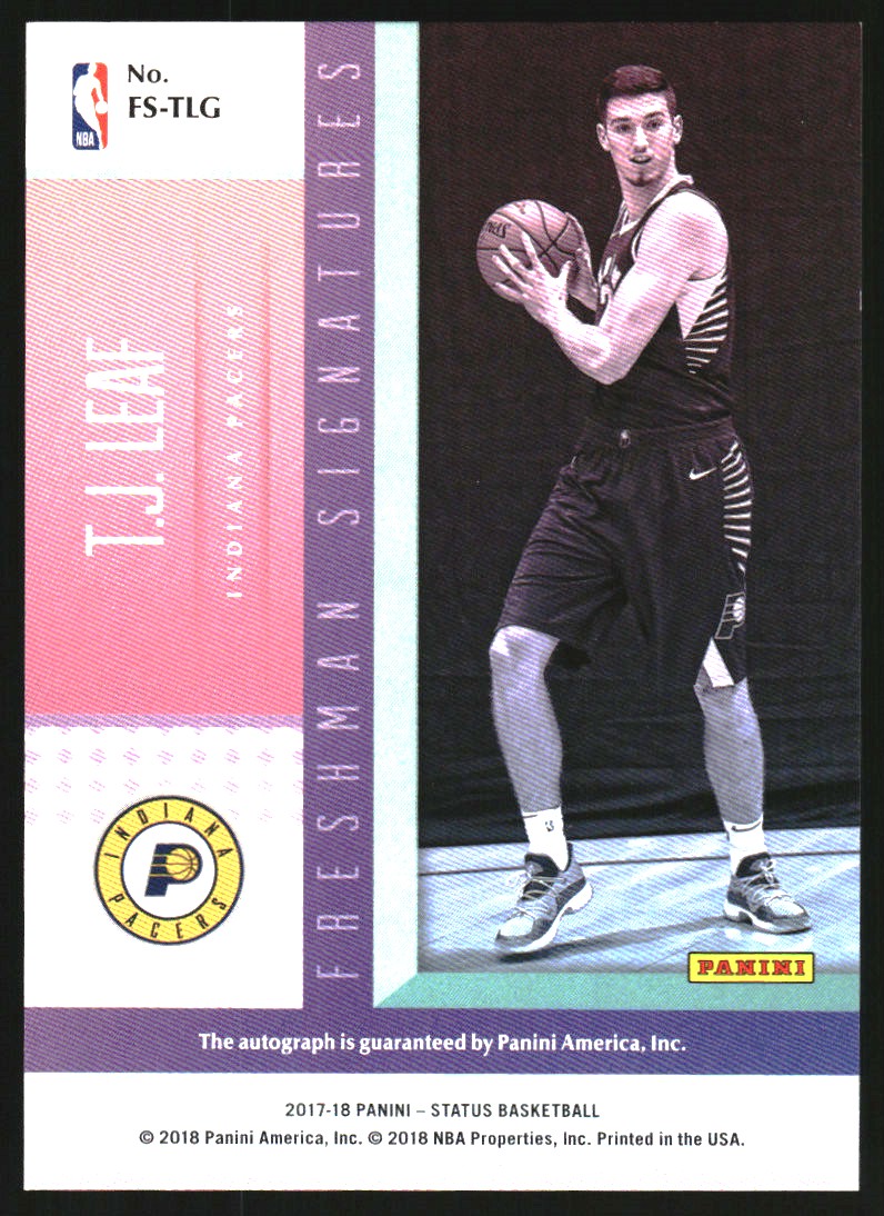 2017-18 Panini Status Freshman Signatures Pink #13 T.J. Leaf