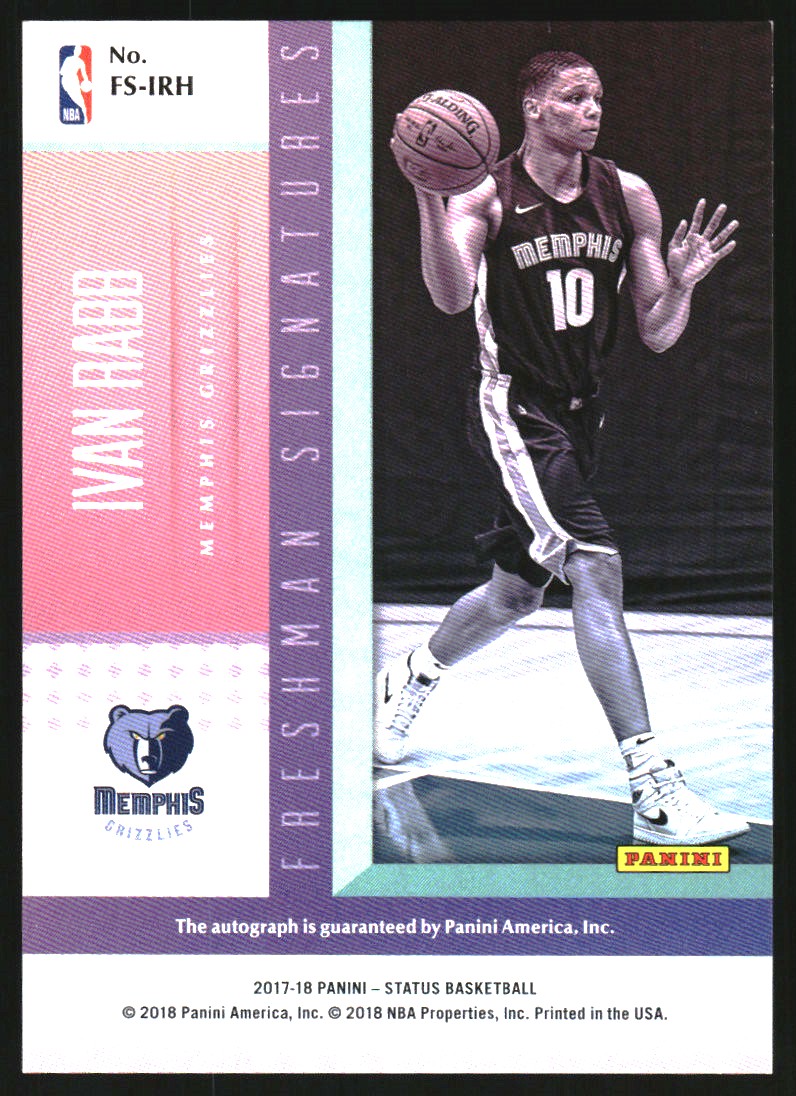 2017-18 Panini Status Freshman Signatures Pink #21 Ivan Rabb