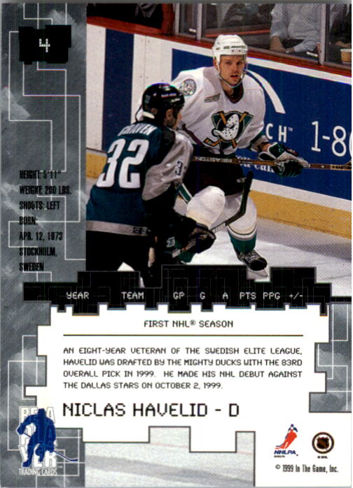 1999-00 BAP Millennium Anaheim National #4 Niclas Havelid back image