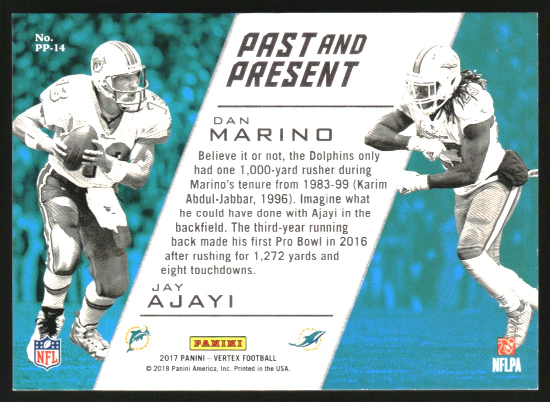 2017 Panini Vertex Past and Present #14 Dan Marino/Jay Ajayi
