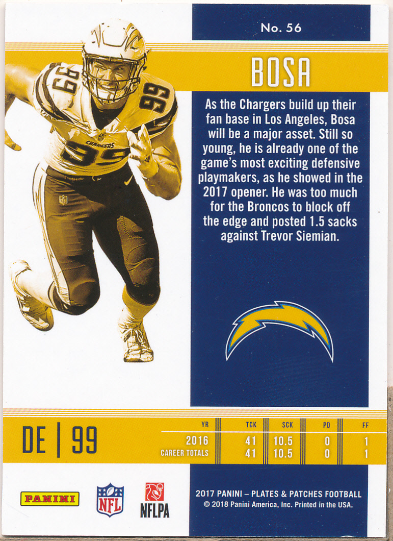 2017 Panini Plates and Patches Blue #56 Joey Bosa