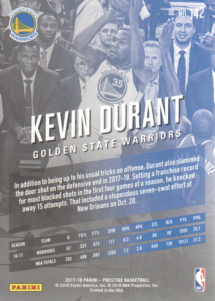 2017-18 Prestige #142 Kevin Durant back image