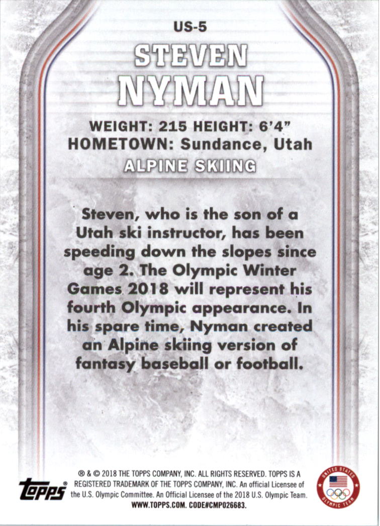 2018 Topps U.S. Olympic Team Silver #US5 Steven Nyman back image