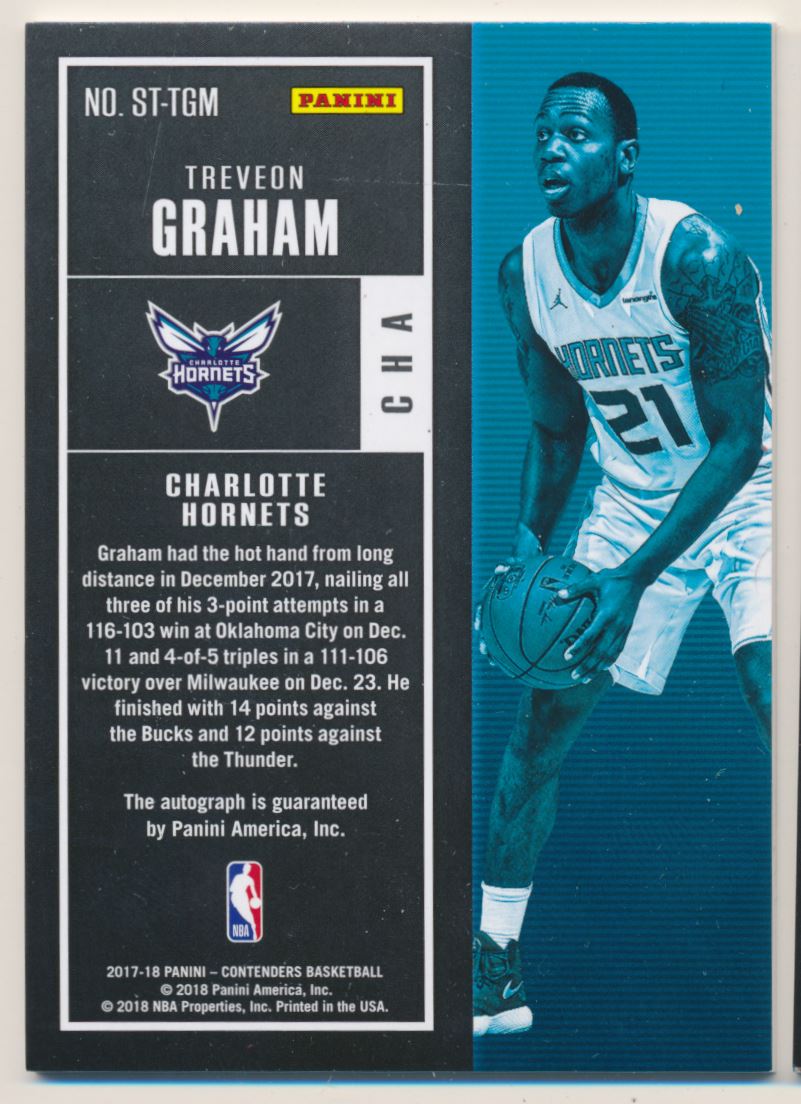 2017-18 Panini Contenders Rookie Season Ticket Retail Autographs #3 Treveon Graham