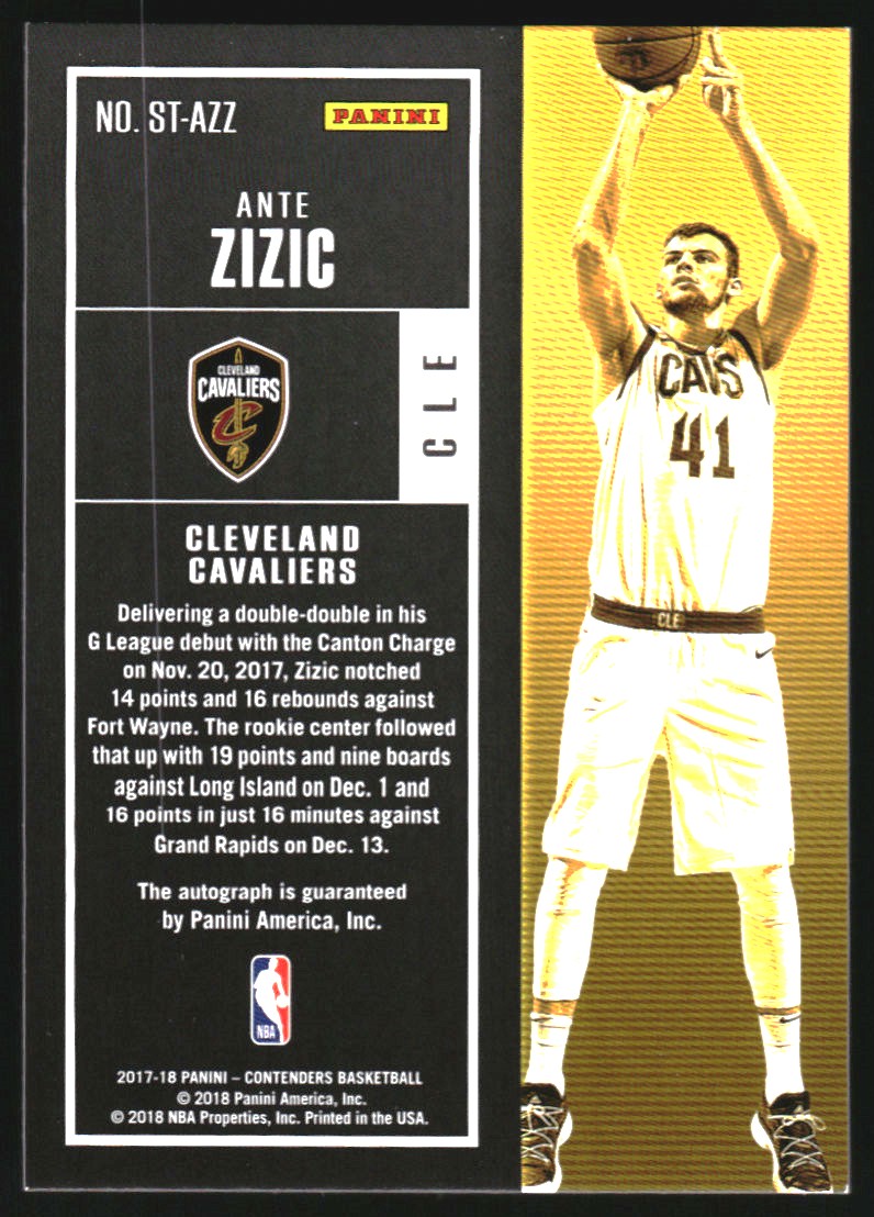 2017-18 Panini Contenders Rookie Season Ticket Retail Autographs #36 Ante Zizic