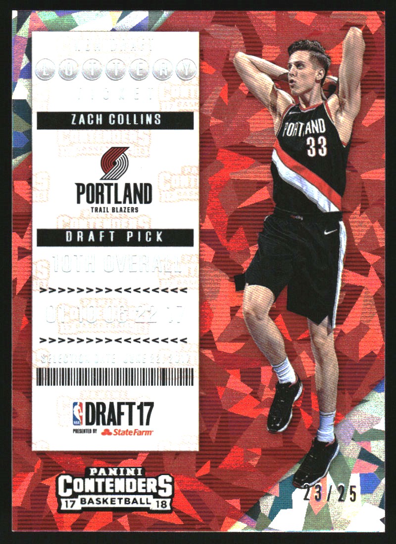 2017-18 Panini Contenders Lottery Ticket Cracked Ice #10 Zach Collins
