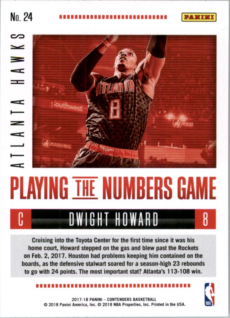 2017-18 Panini Contenders Playing the Numbers Game #24 Dwight Howard