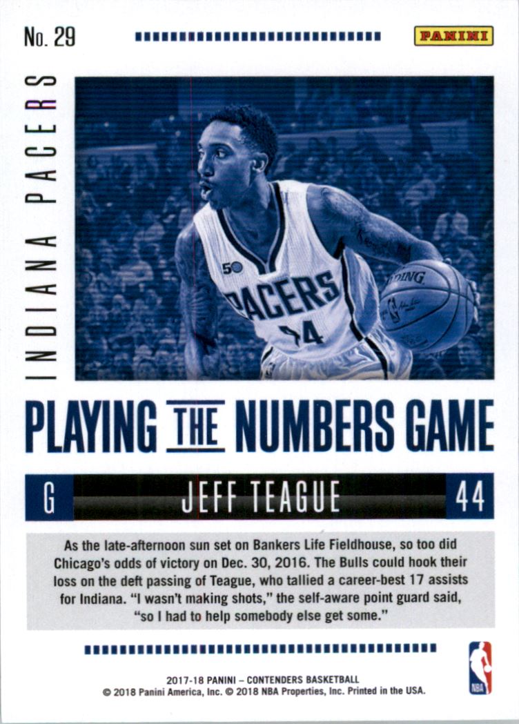 2017-18 Panini Contenders Playing the Numbers Game Cracked Ice #29 Jeff Teague